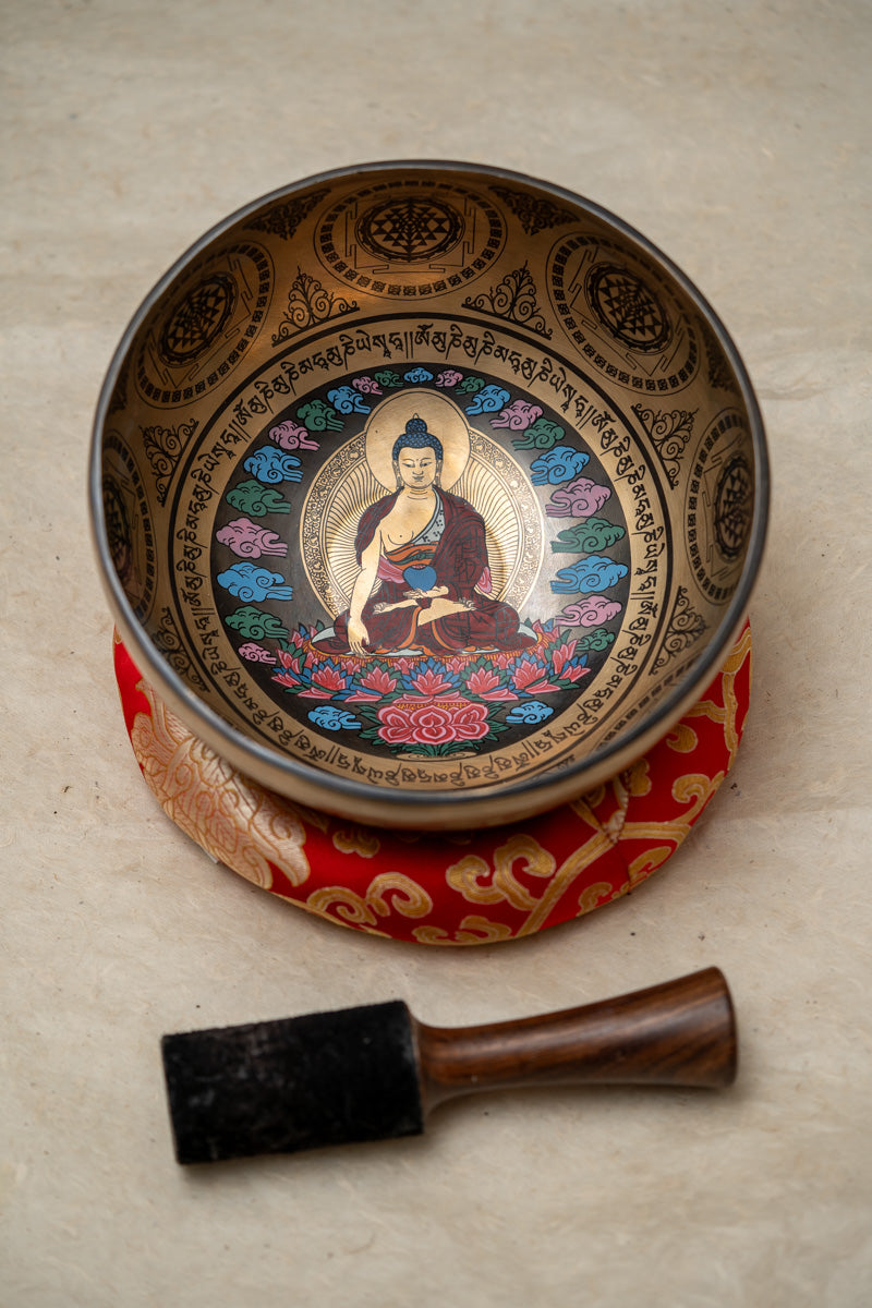 Shakyamuni Buddha Hand-Etched Singing Bowl for sound healing.