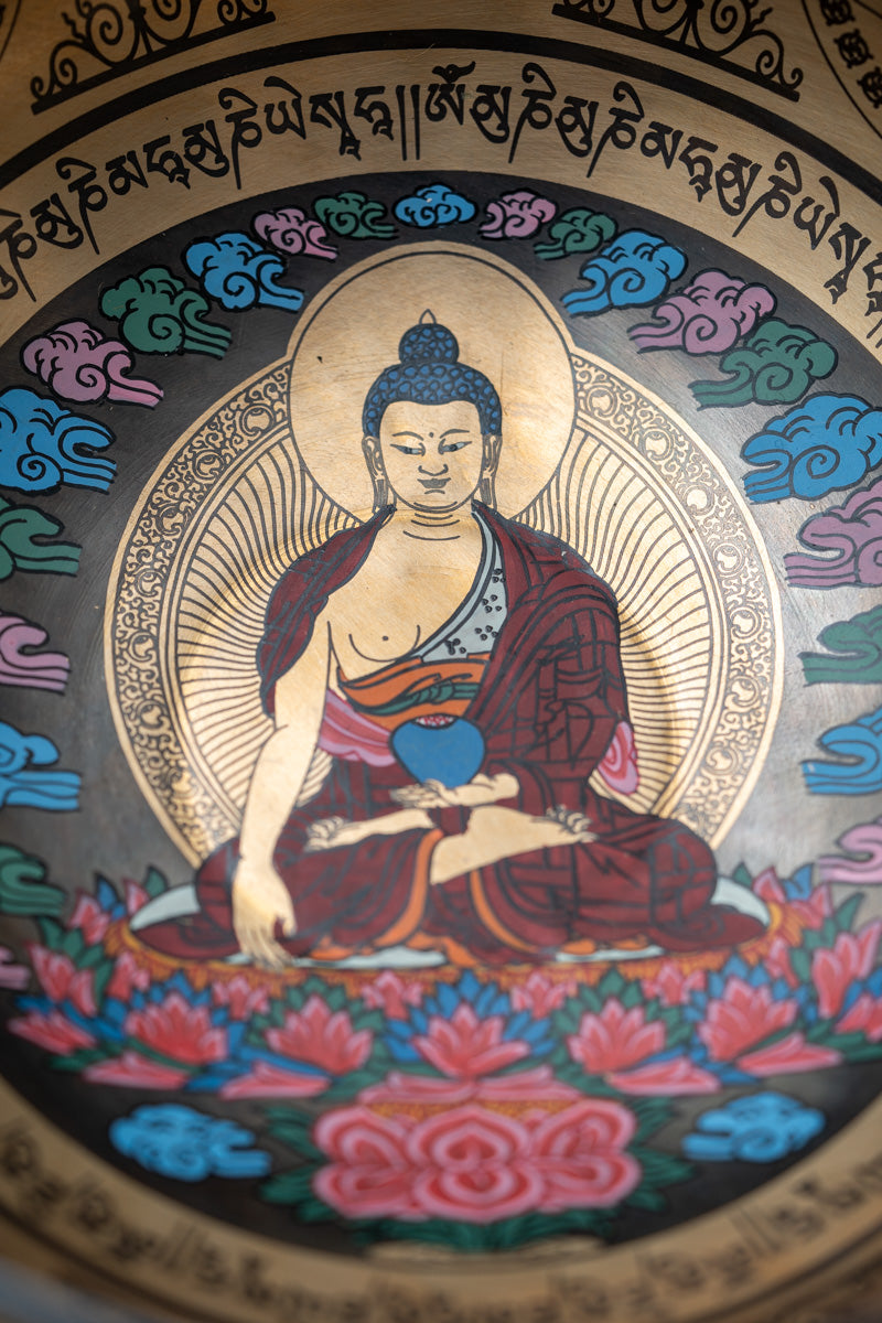 Shakyamuni Buddha Hand-Etched Singing Bowl for sound healing.