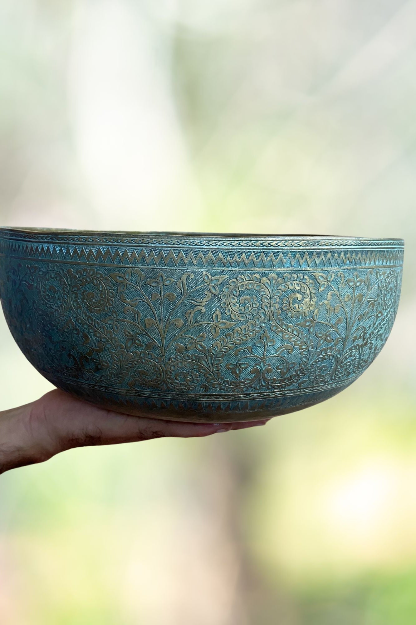 Antique Mithila Carved Singing Bowl - Shop Now