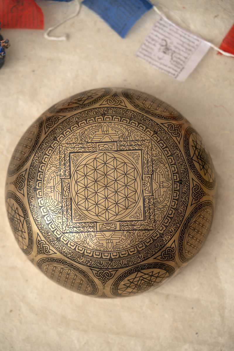 Chenrezig Singing Bowl - Hand-Painted with Sacred Thangka Art