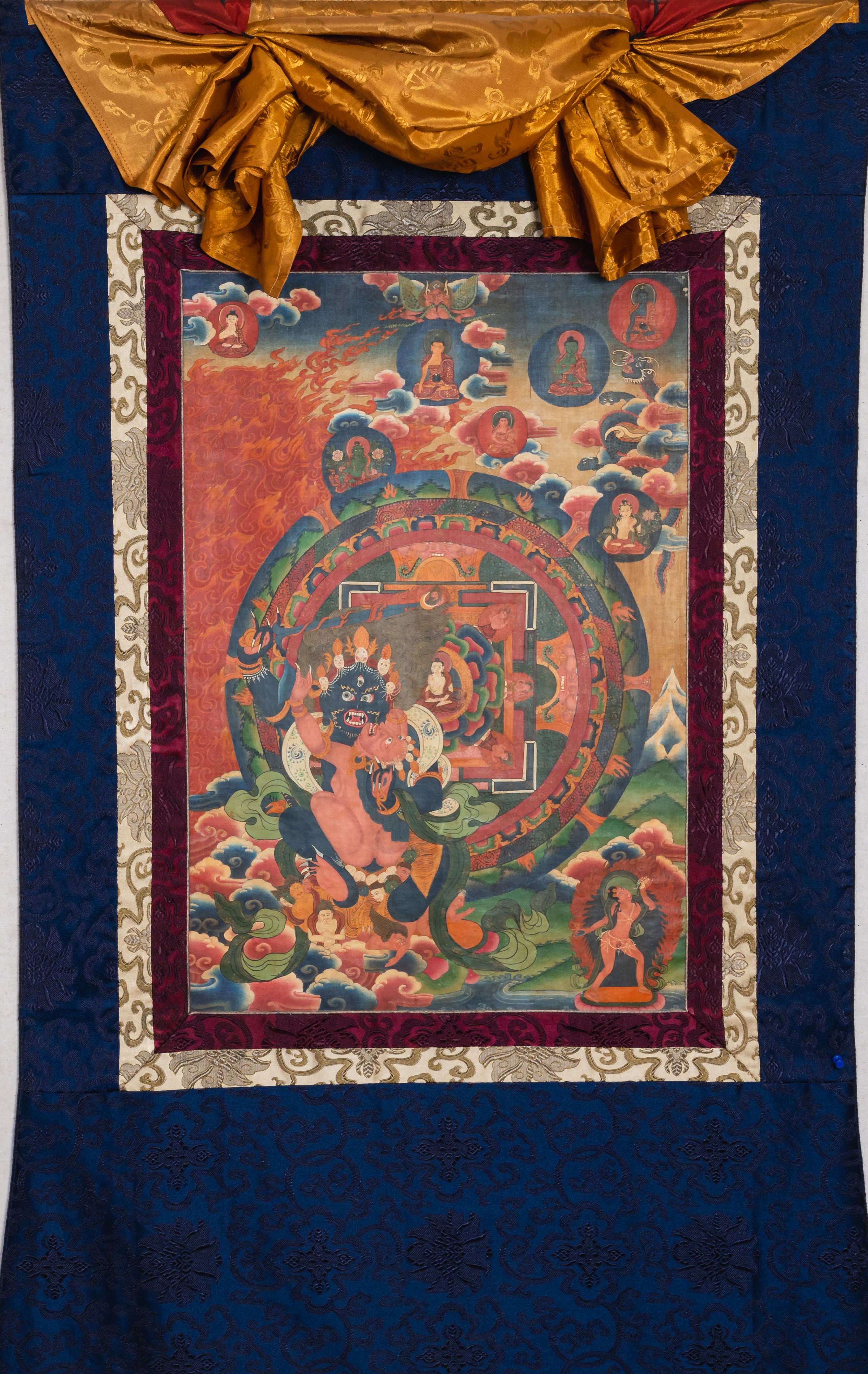 Antique Vajrakilaya Thangka Painting - Tibetan Art 