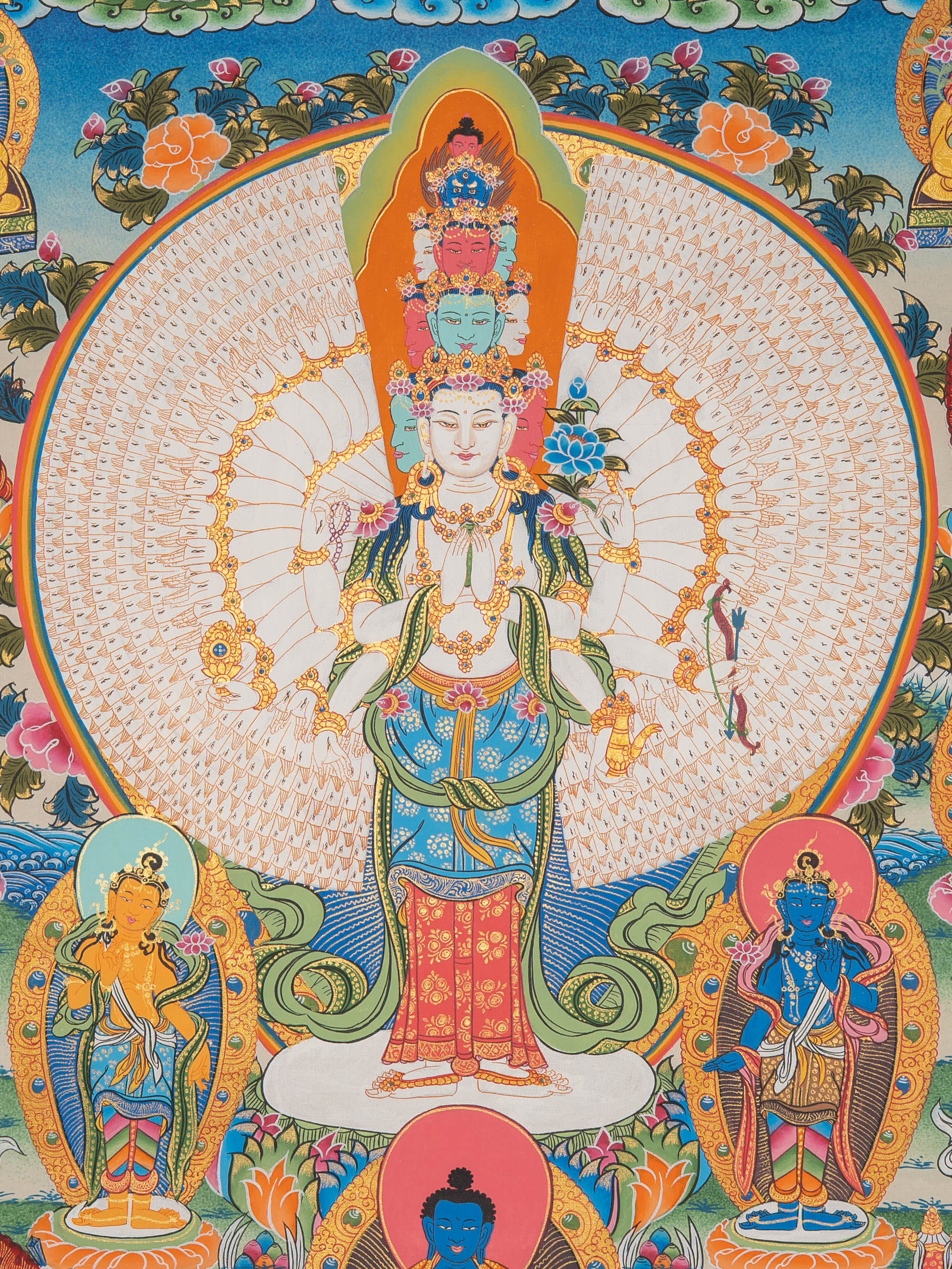 Hand-Painted Thousand-Armed Chenrezig Thangka