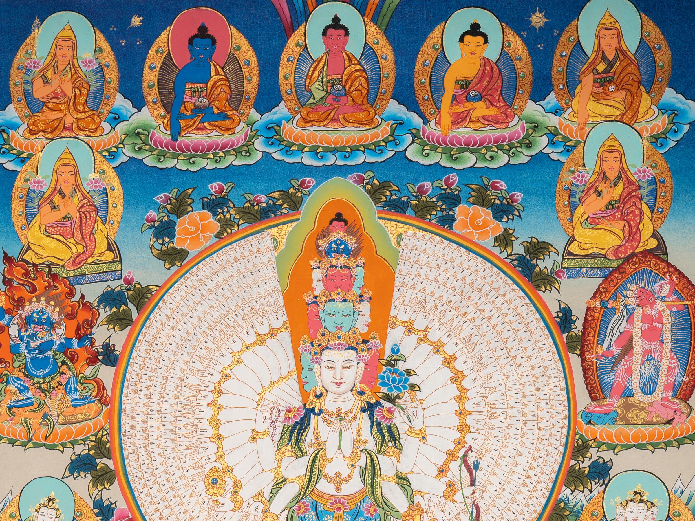 Hand-Painted Thousand-Armed Chenrezig Thangka