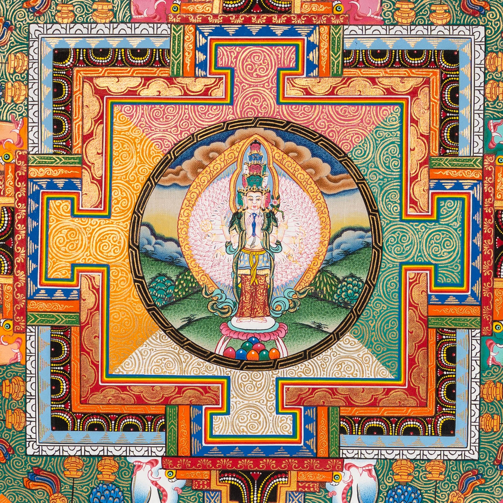 Avalokiteshvara (Chenrezig) Thangka - Tibetan Painting 