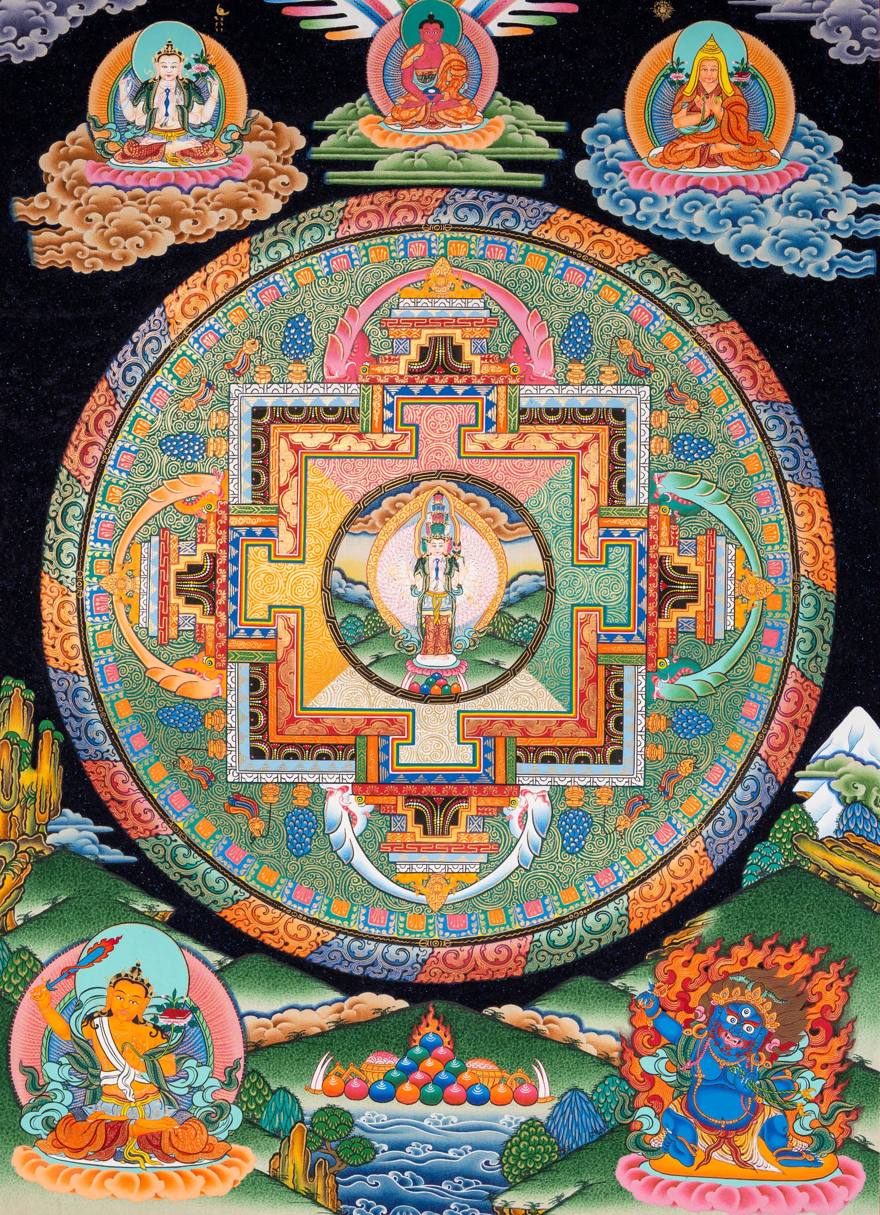 Avalokiteshvara (Chenrezig) Thangka - Tibetan Painting 