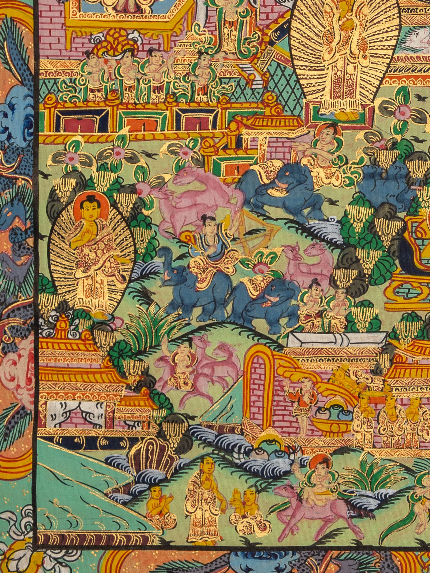 Life of Buddha - Handpainted Thangka