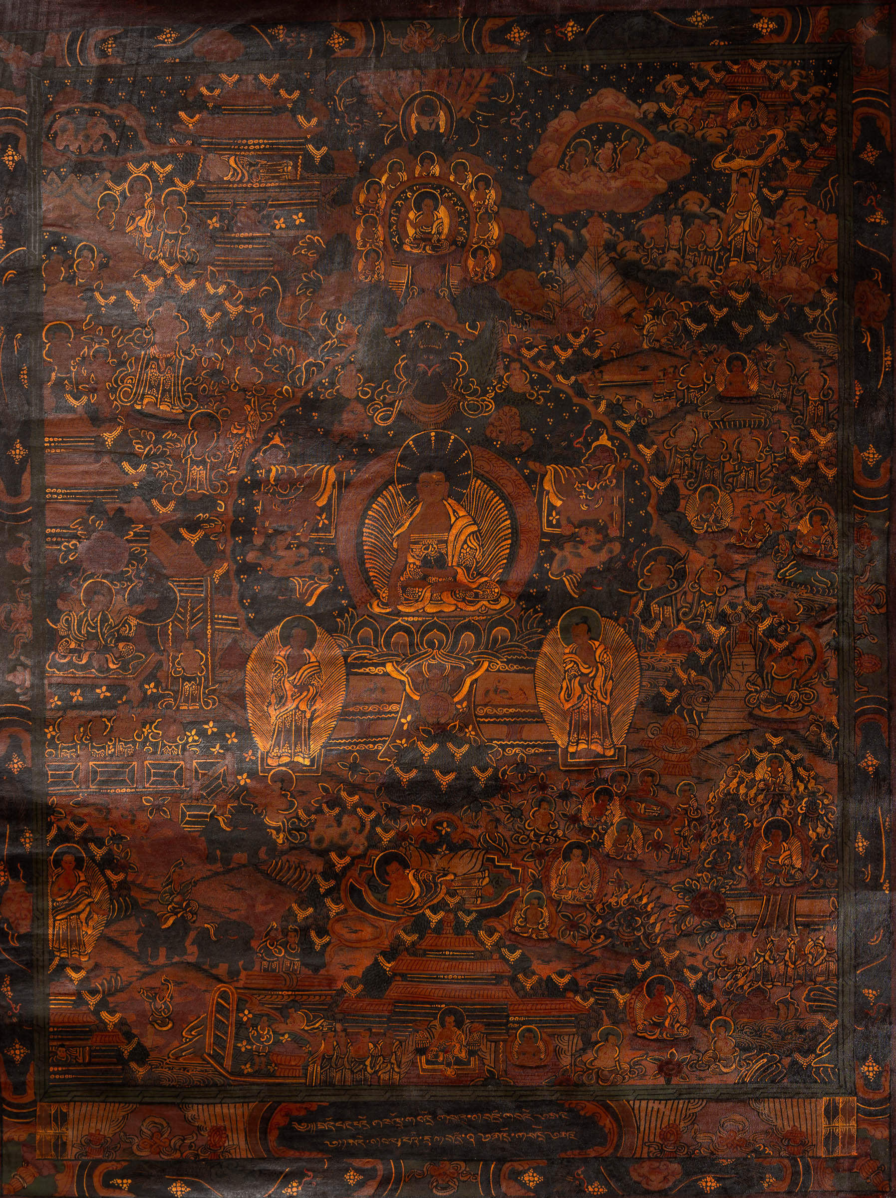 Buddha Life Antique Thangka - Tibetan Painting
