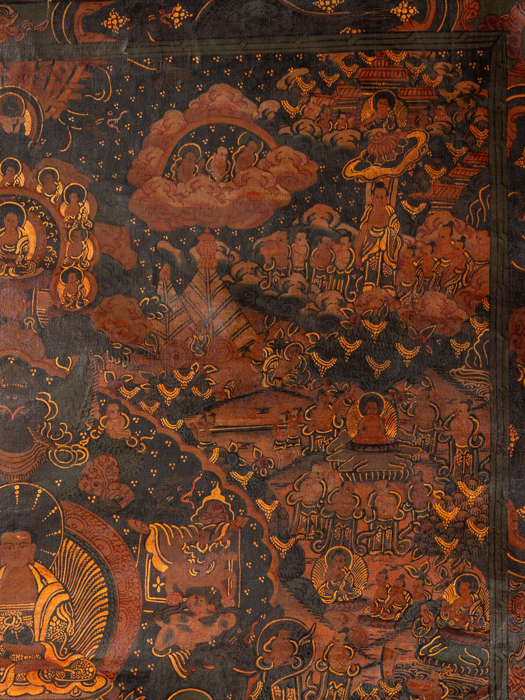 Buddha Life Antique Thangka - Tibetan Painting
