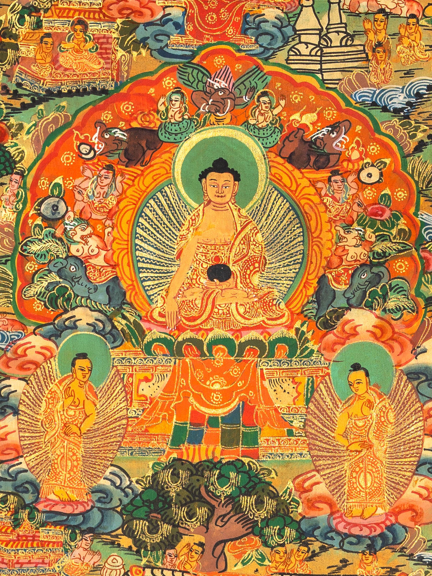 Handpainted Buddha Life Thangka Painting
