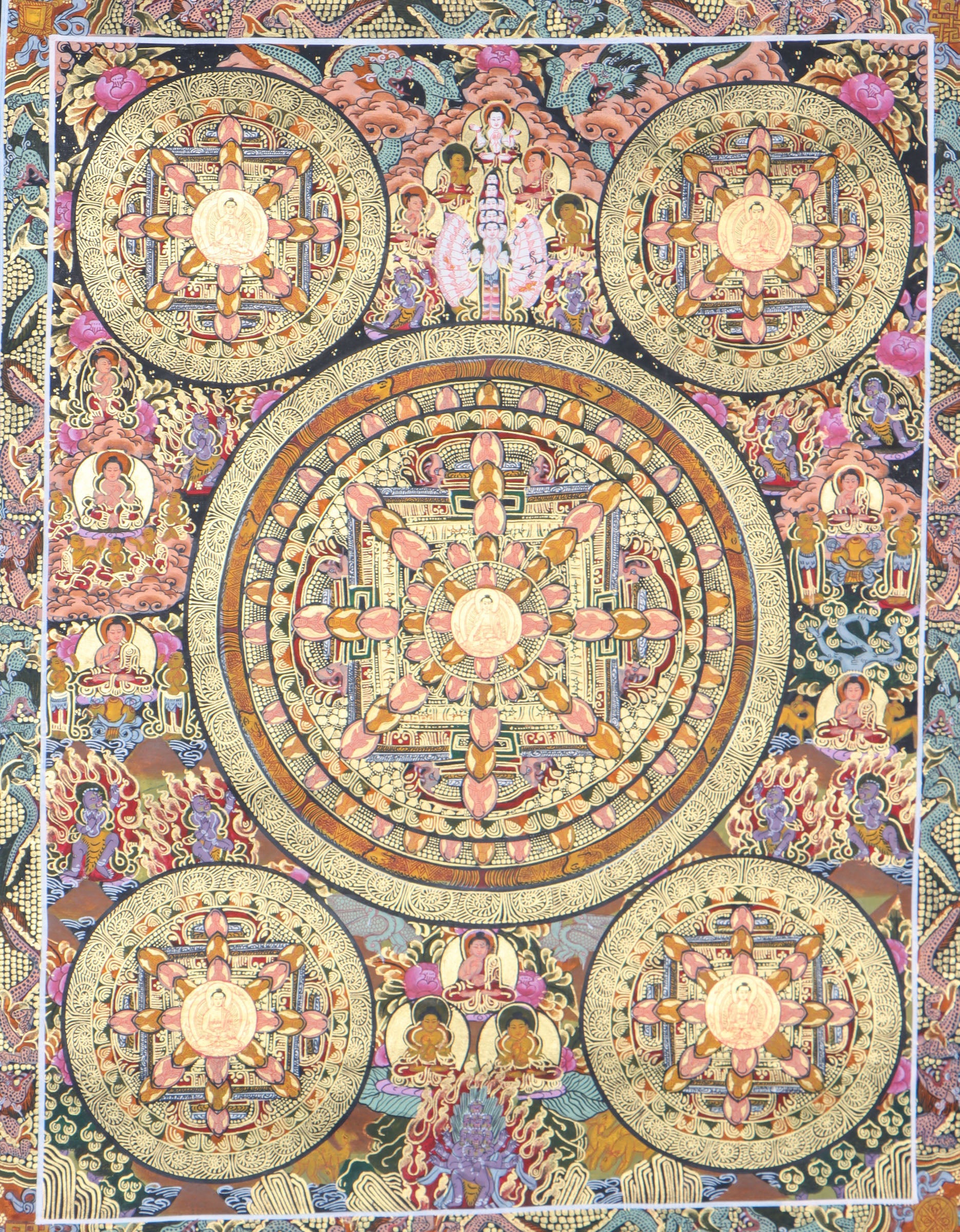 Buddha Mandala Thangka ,an authentic handmade painting made by our skilled artisans .