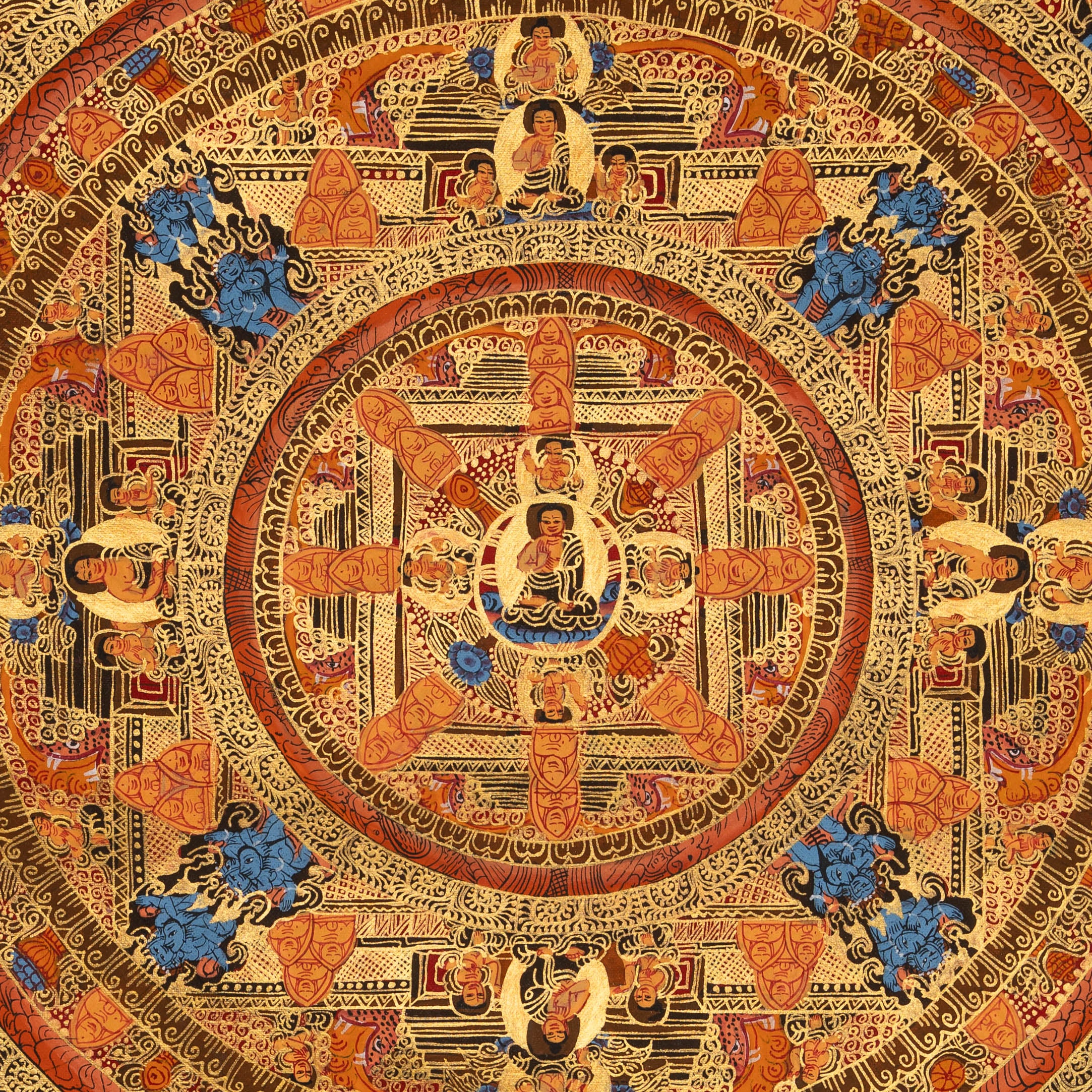 Tibetan Buddha Mandala Thangka - Handpainted Art