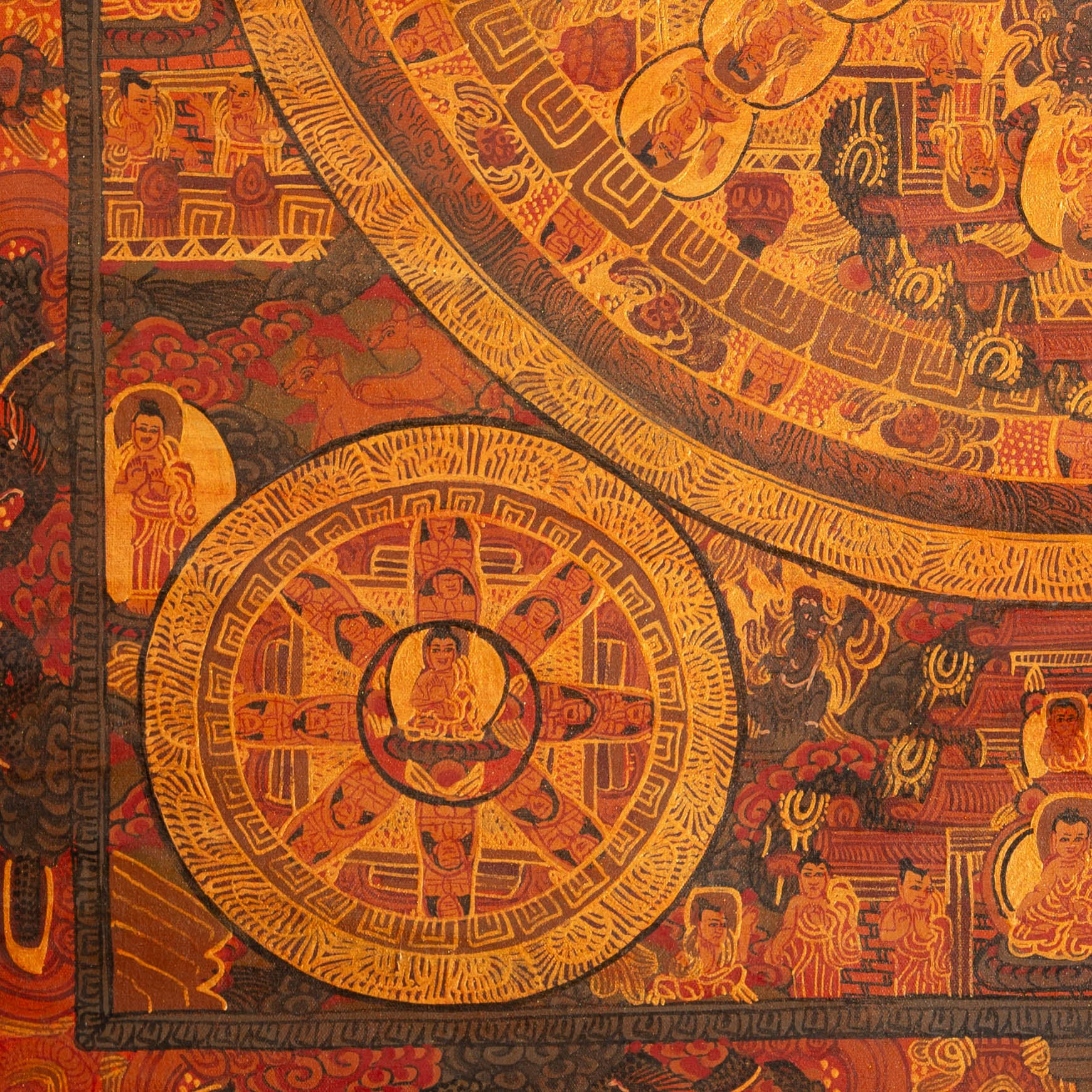 Antique Buddha Mandala Thangka - Handpainted Tibetan Art