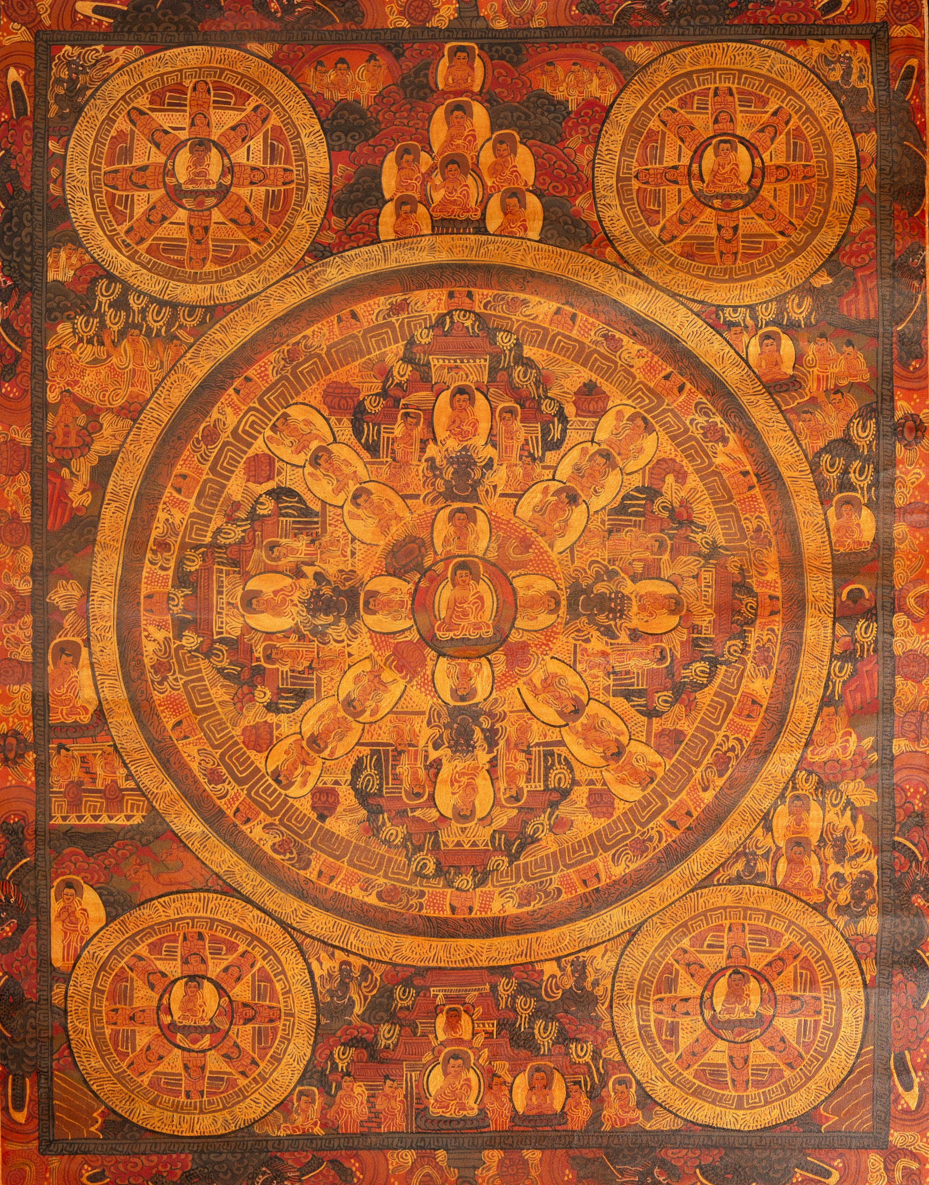 Antique Buddha Mandala Thangka - Handpainted Tibetan Art