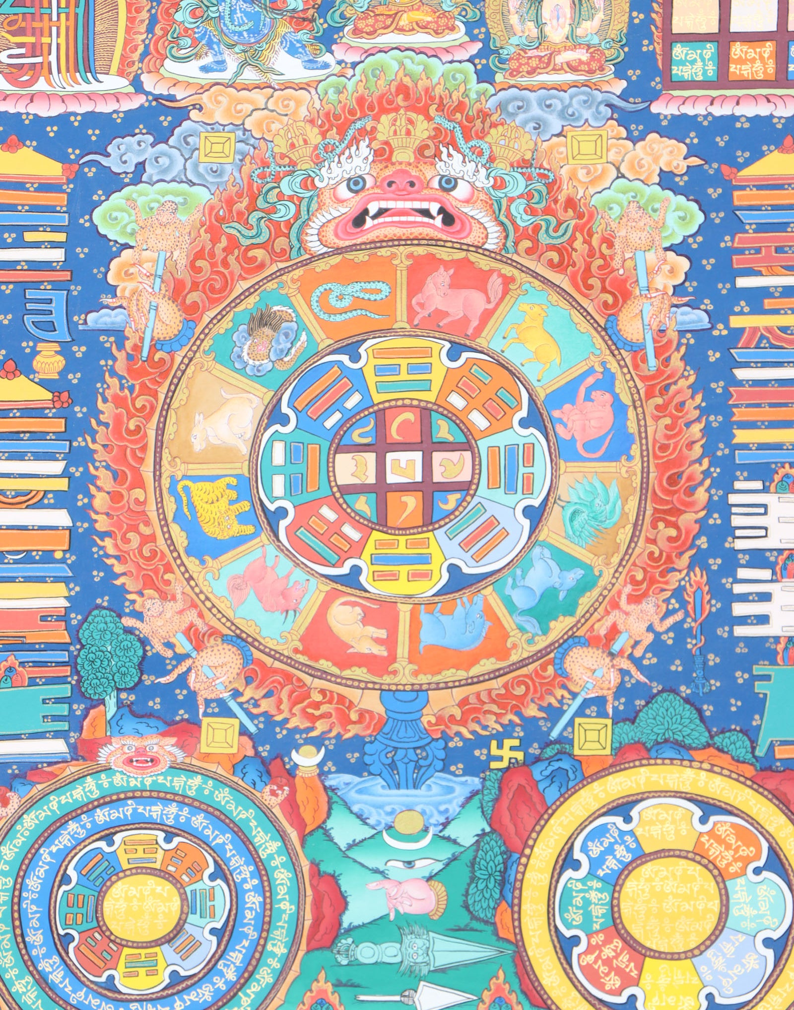 Calender Thangka helps to track time while giving a spiritual focus and reminder of Buddhist teachings.