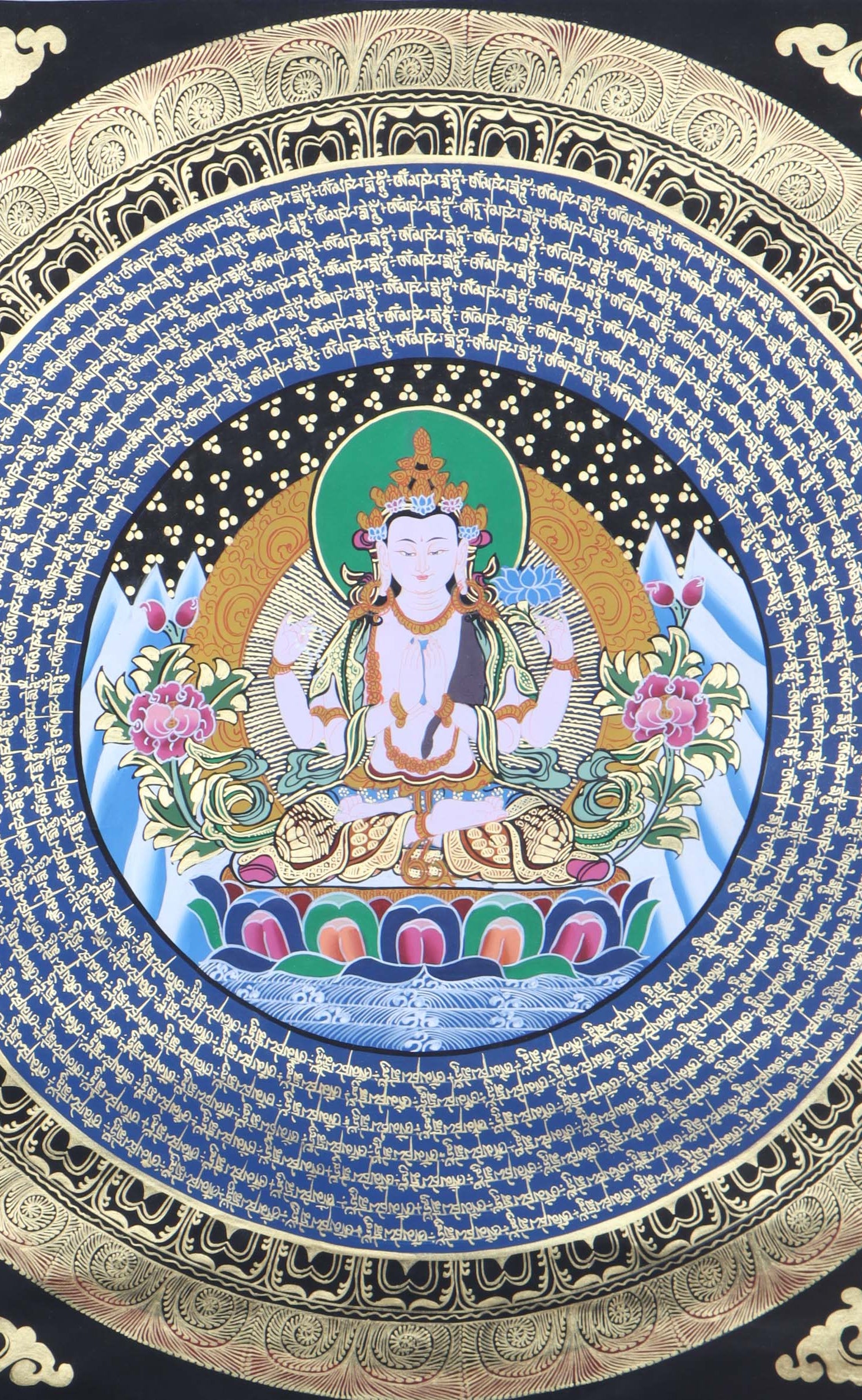 Chengresi Mandala Thangka for meditation, prayer and devotion.