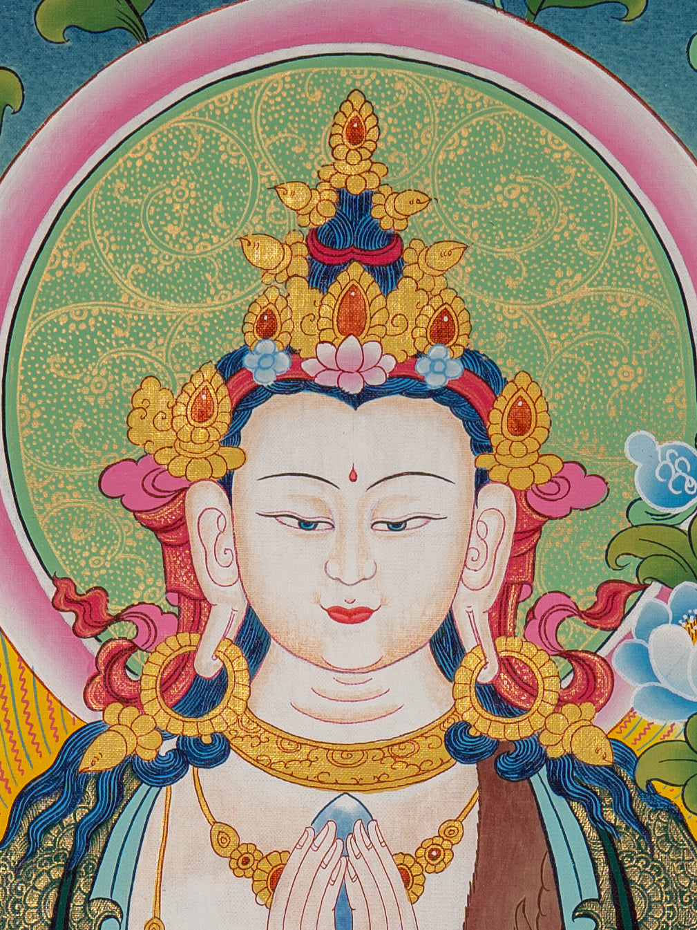 Chenrezig Hand-Painted Thangka – Spiritual Tibetan Art