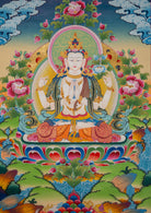 Chenrezig Hand-Painted Thangka – Spiritual Tibetan Art