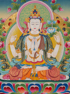 Chenrezig Hand-Painted Thangka – Spiritual Tibetan Art