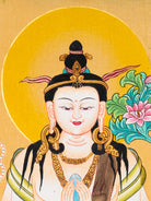 Chenrezig Tibetan Thangka Art - Handpainted Art