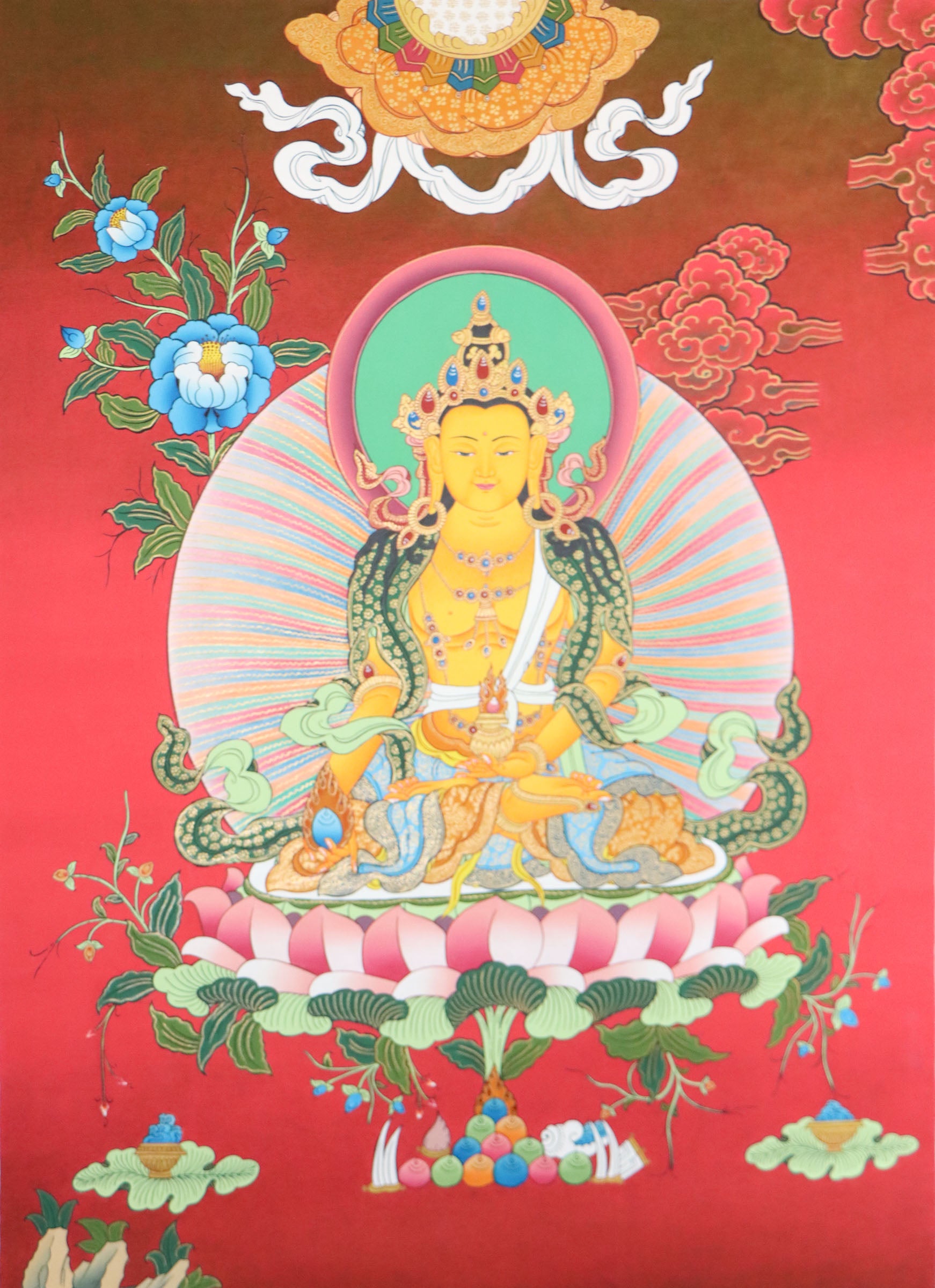 Crown Buddha Thangka for meditation and devotion.