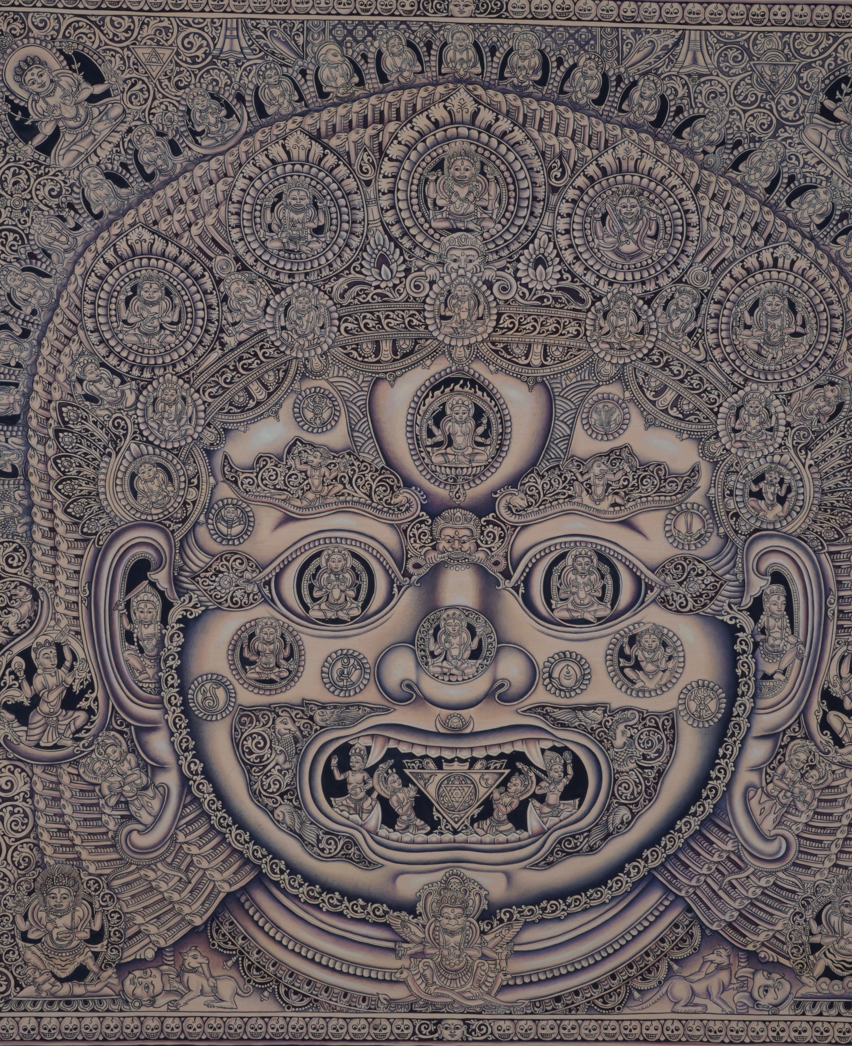 Newari Akash Bhairav Thangka Painting