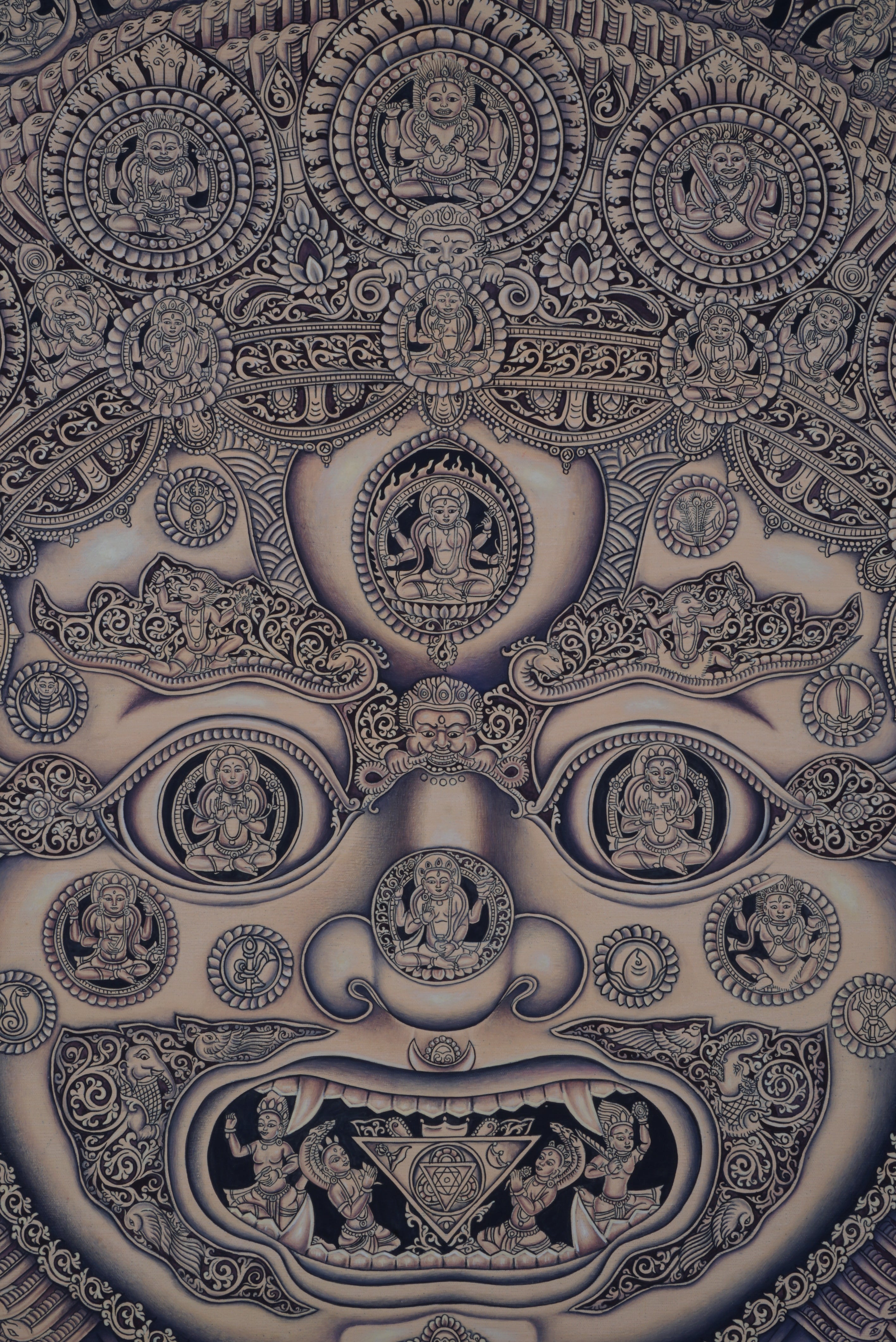 Newari Akash Bhairav Thangka Painting