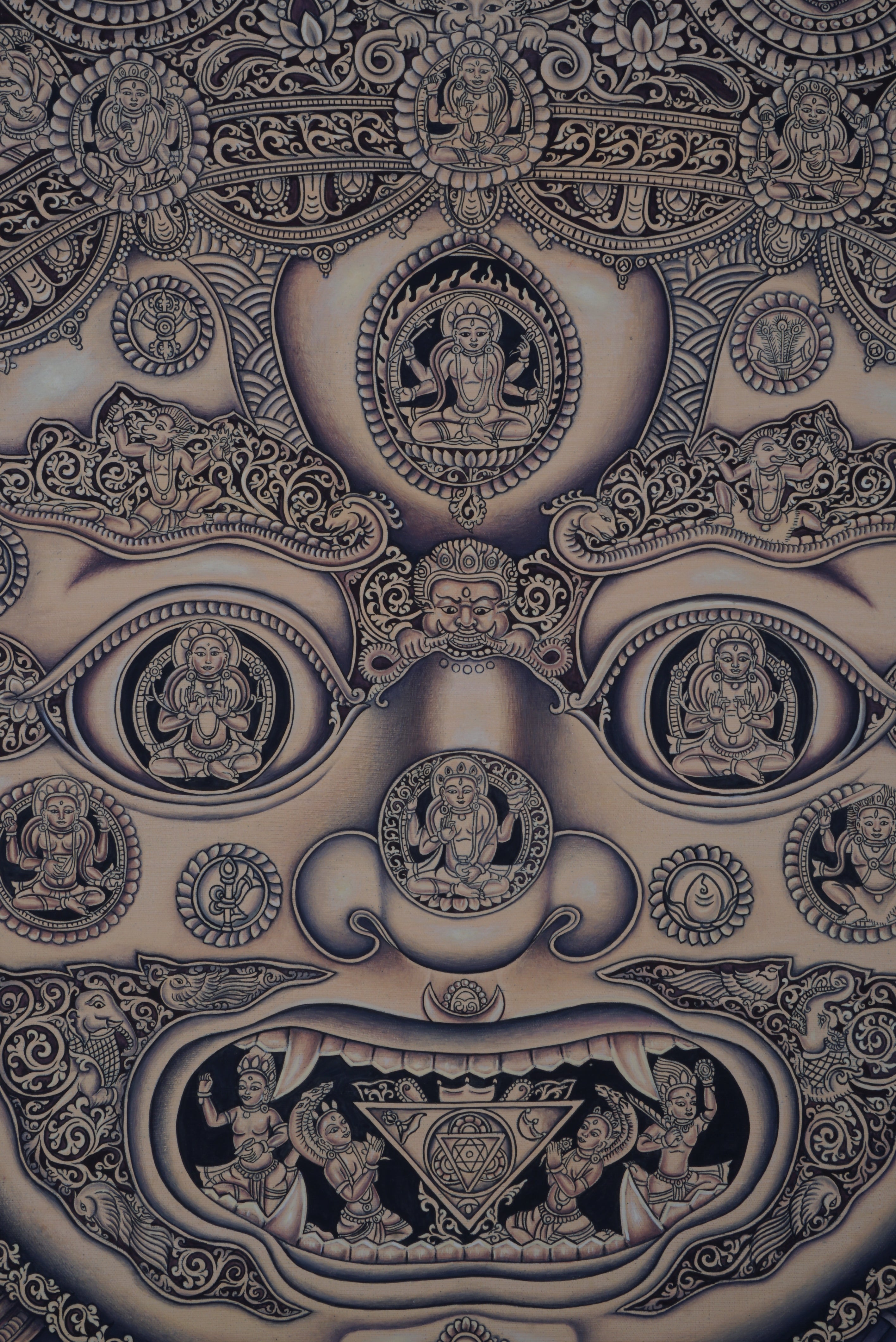 Newari Akash Bhairav Thangka Painting