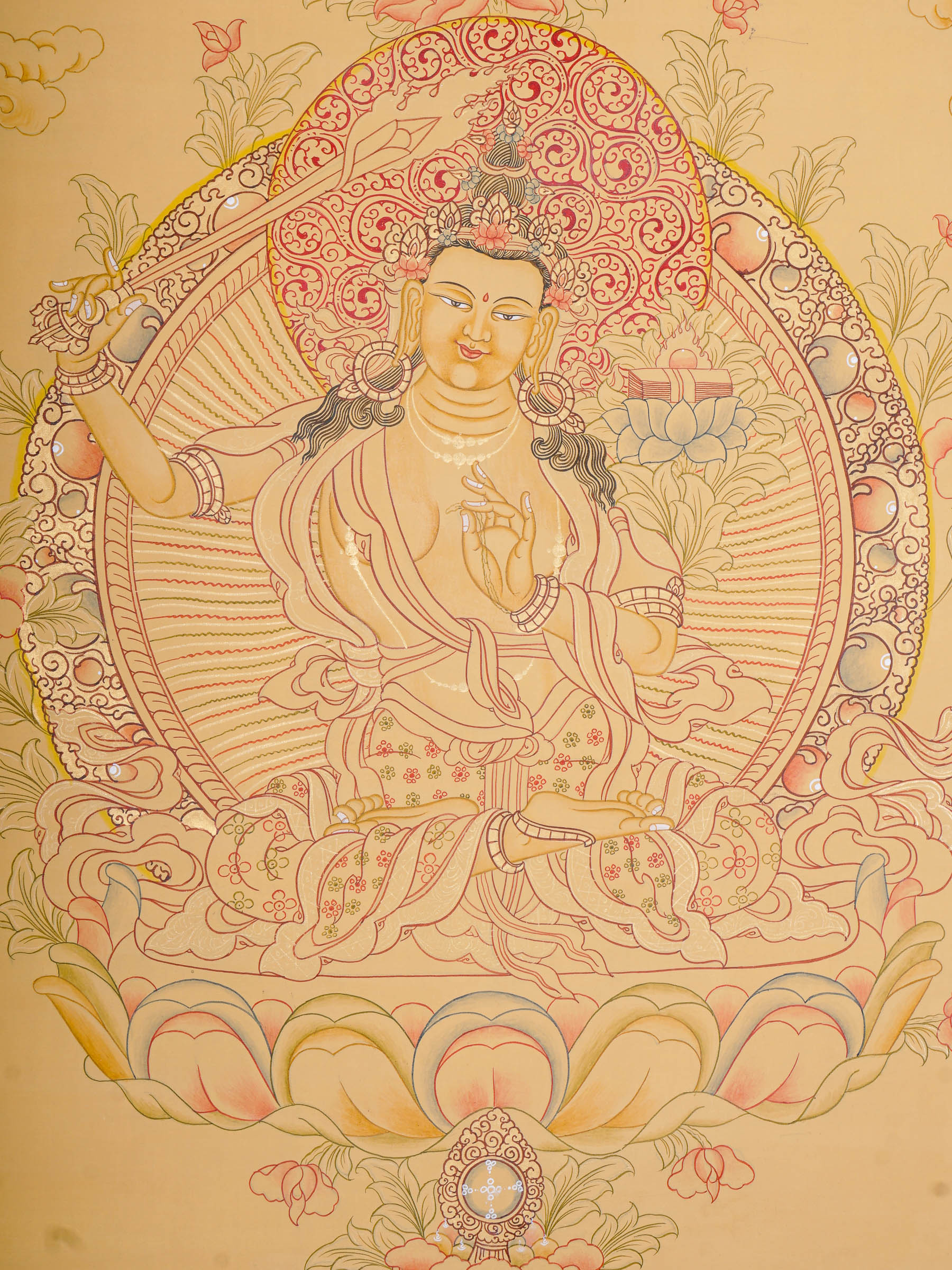 Genuine Hand Painting - Prajnaparmita, Manjushri thangka 