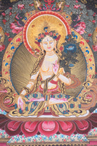 White Tara Thangka Painting - Handpainted Tibetan Art