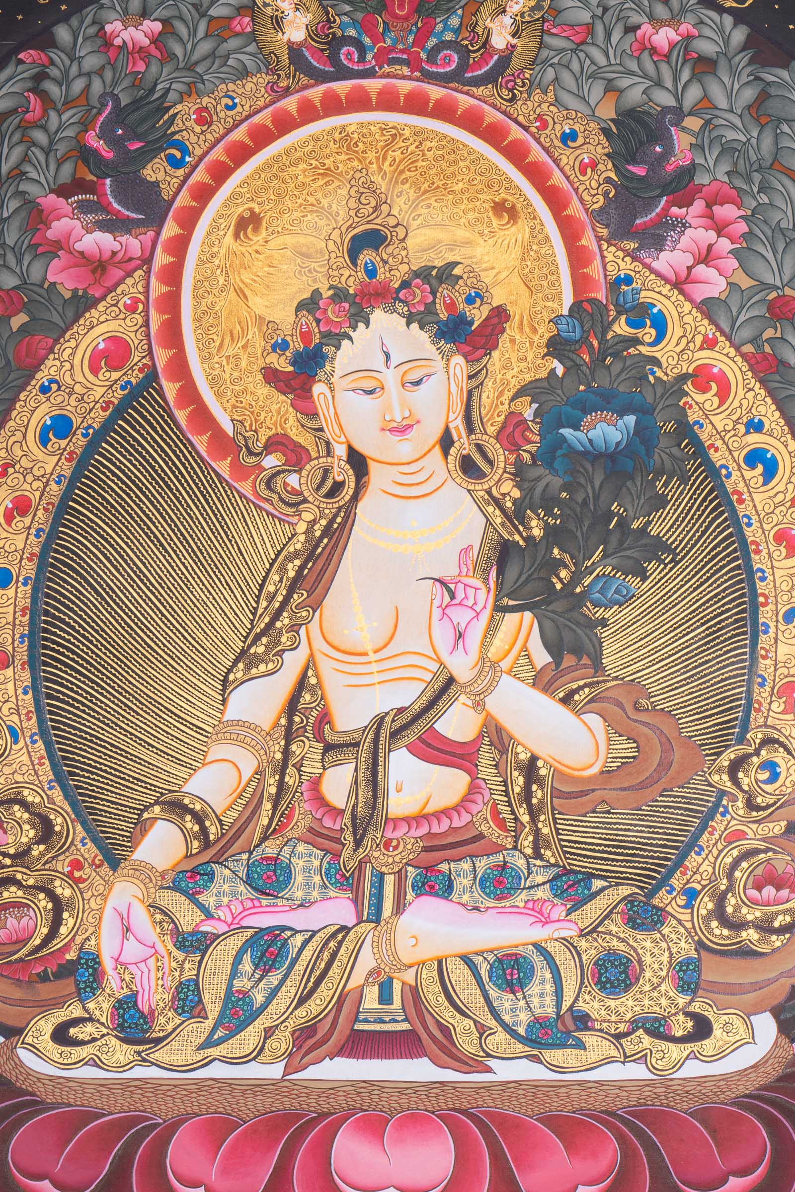 White Tara Thangka Painting - Handpainted Tibetan Art