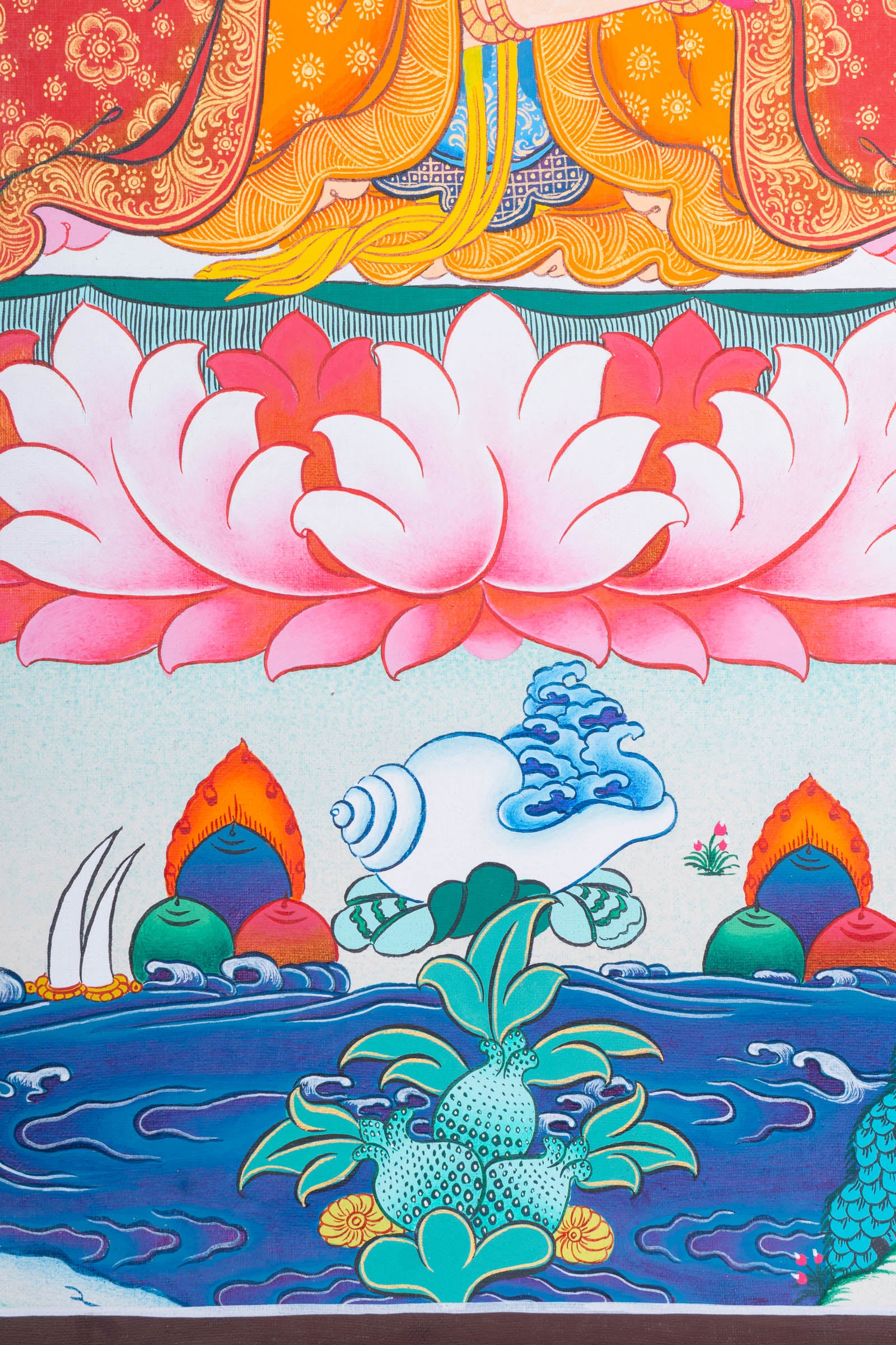 White Tara (Stupa) Thangka Painting - Handpainted art