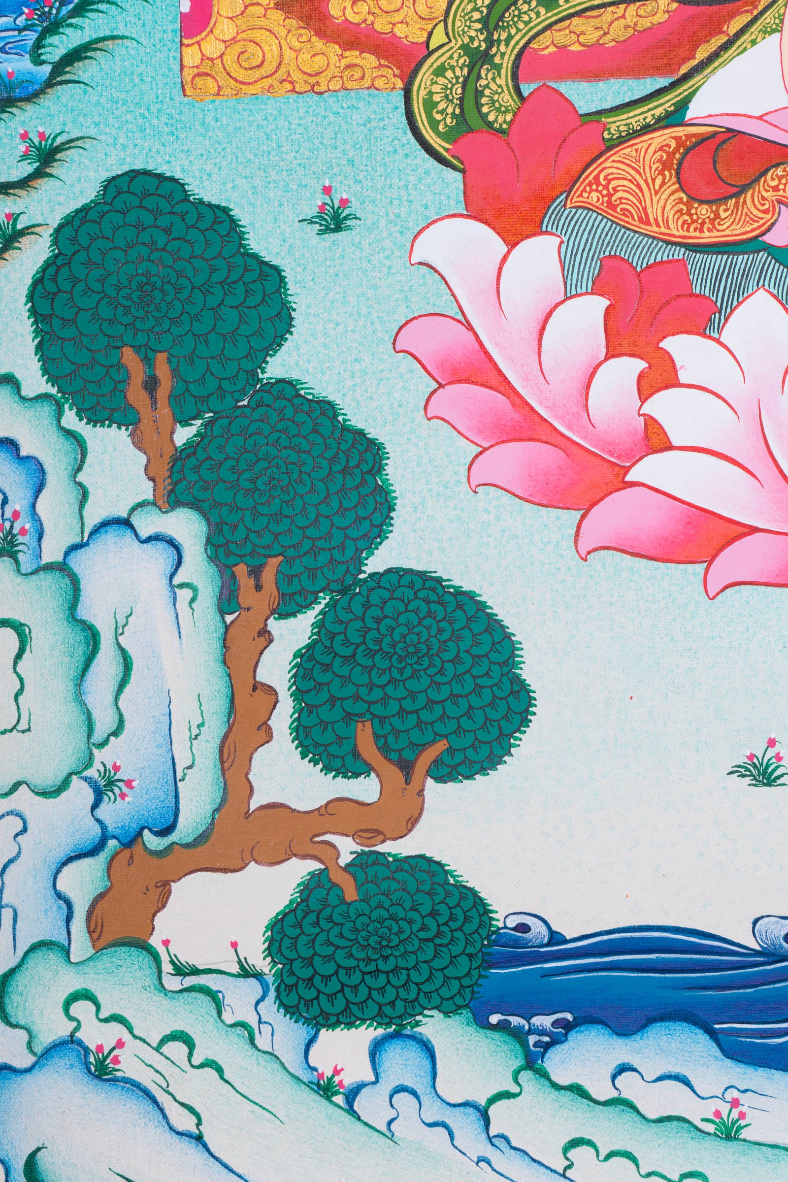 White Tara (Stupa) Thangka Painting - Handpainted art