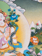 White Tara Thangka Painting - Tibetan Art