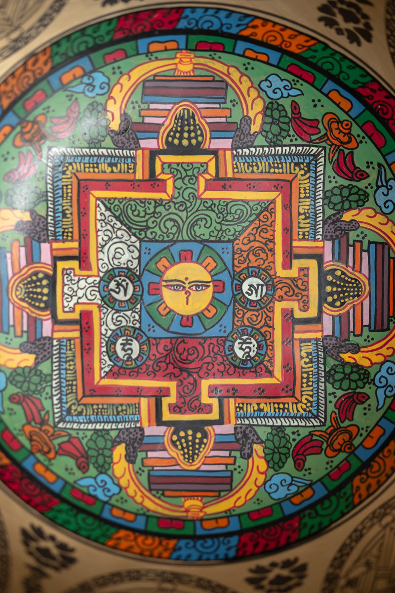 Mandala Wisdom Eyes Singing Bowl for meditation.