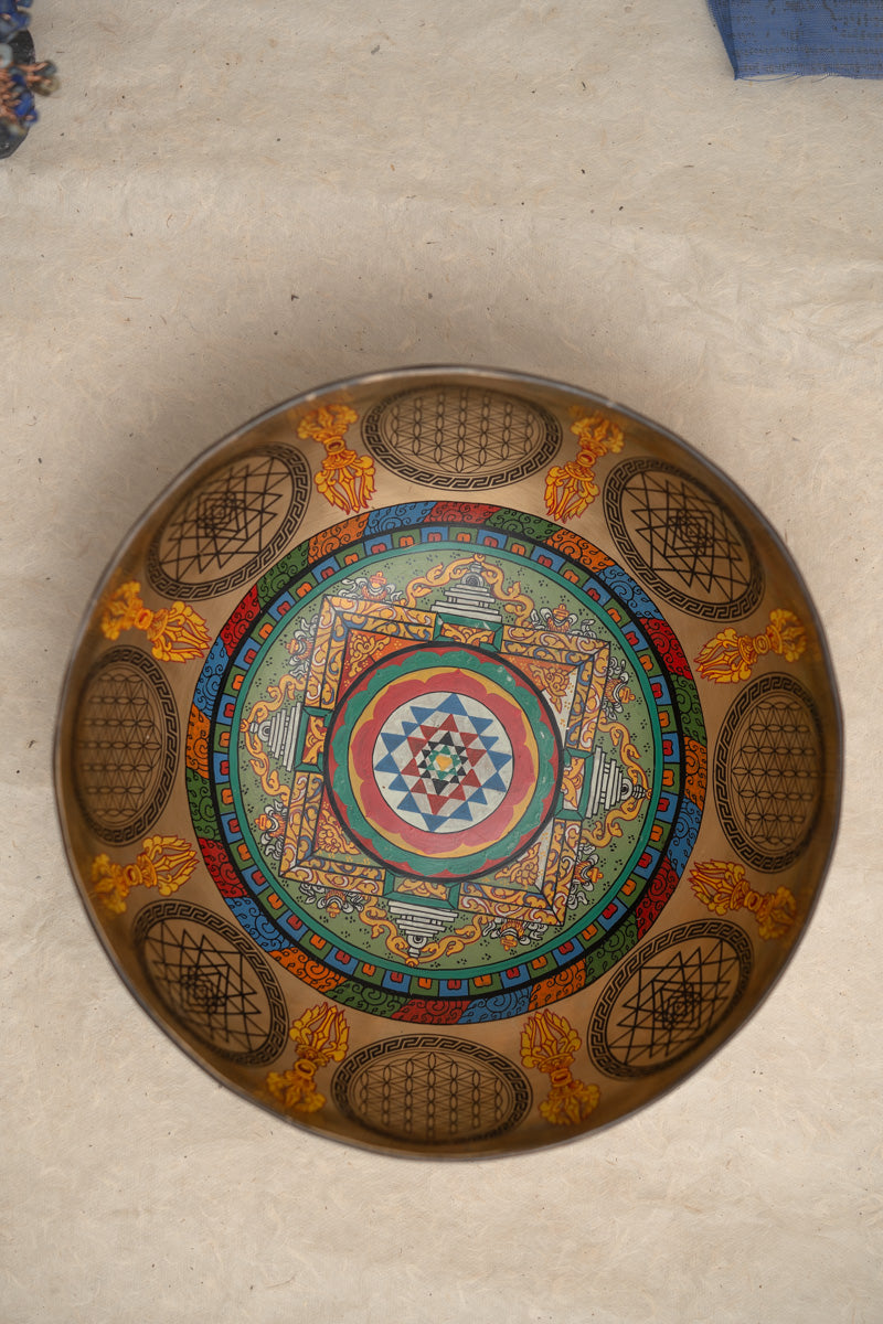 Shri Yantra Singing Bowl  - Handcrafted Tibetan Bowl