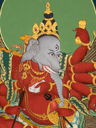 Lord Ganesh Thangka - Sacred Handpainted Art