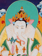 Sacred Ganesh Hand-Painted Thangka
