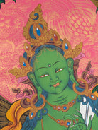 Hand-Painted Green Tara Thangka - Sacred Tibetan Art