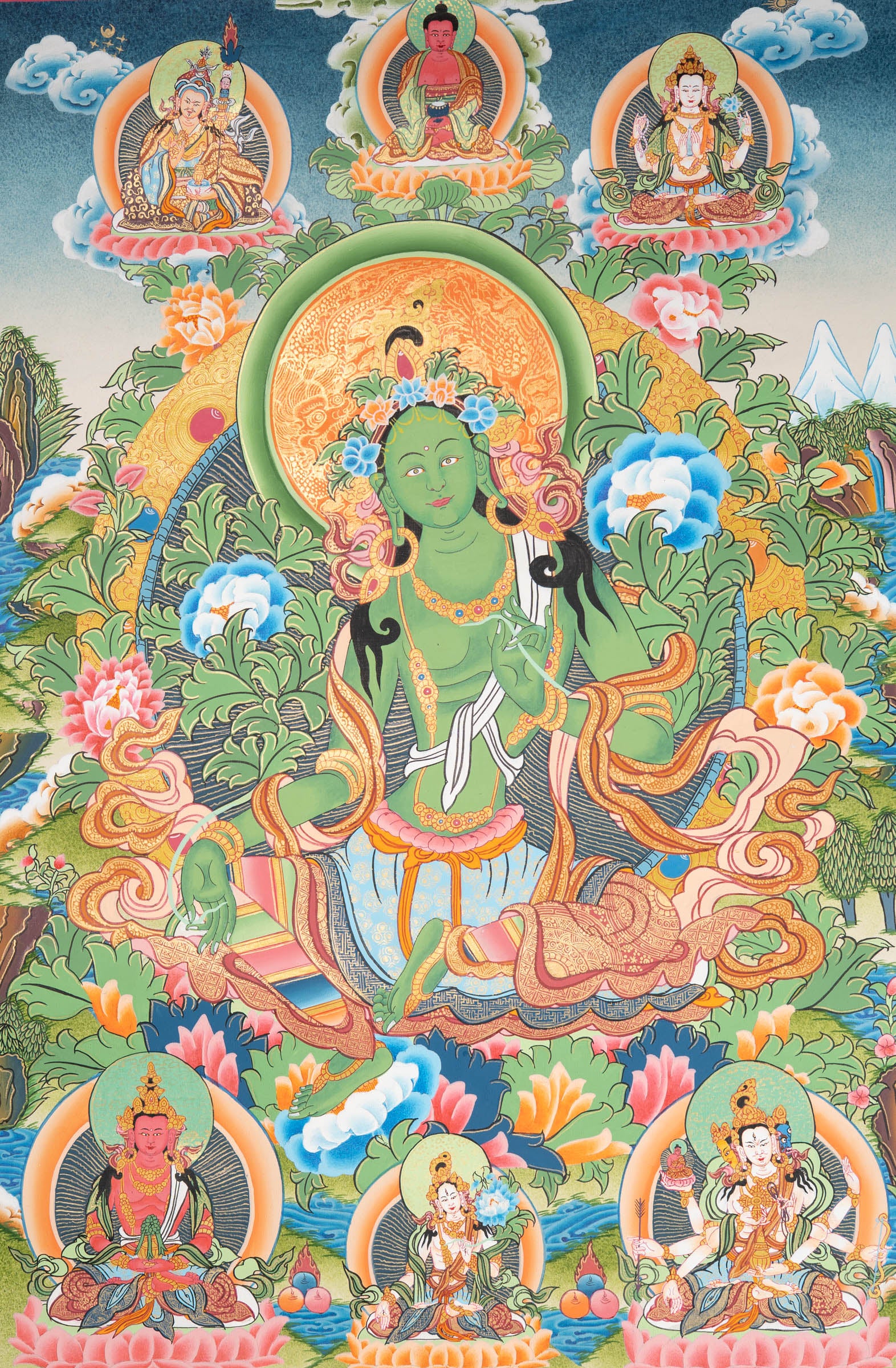 Green Tara Thangka – Handpainted Sacred Art
