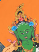 Tibetan Green Tara Thangka - Sacred Painting 