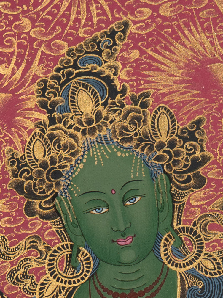 Green Tara Thangka - Tibetan Painting