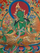 Sacred Handpainted Green Tara Thangka Painting 