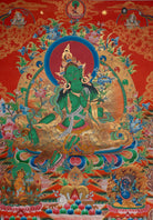 Sacred Handpainted Green Tara Thangka Painting