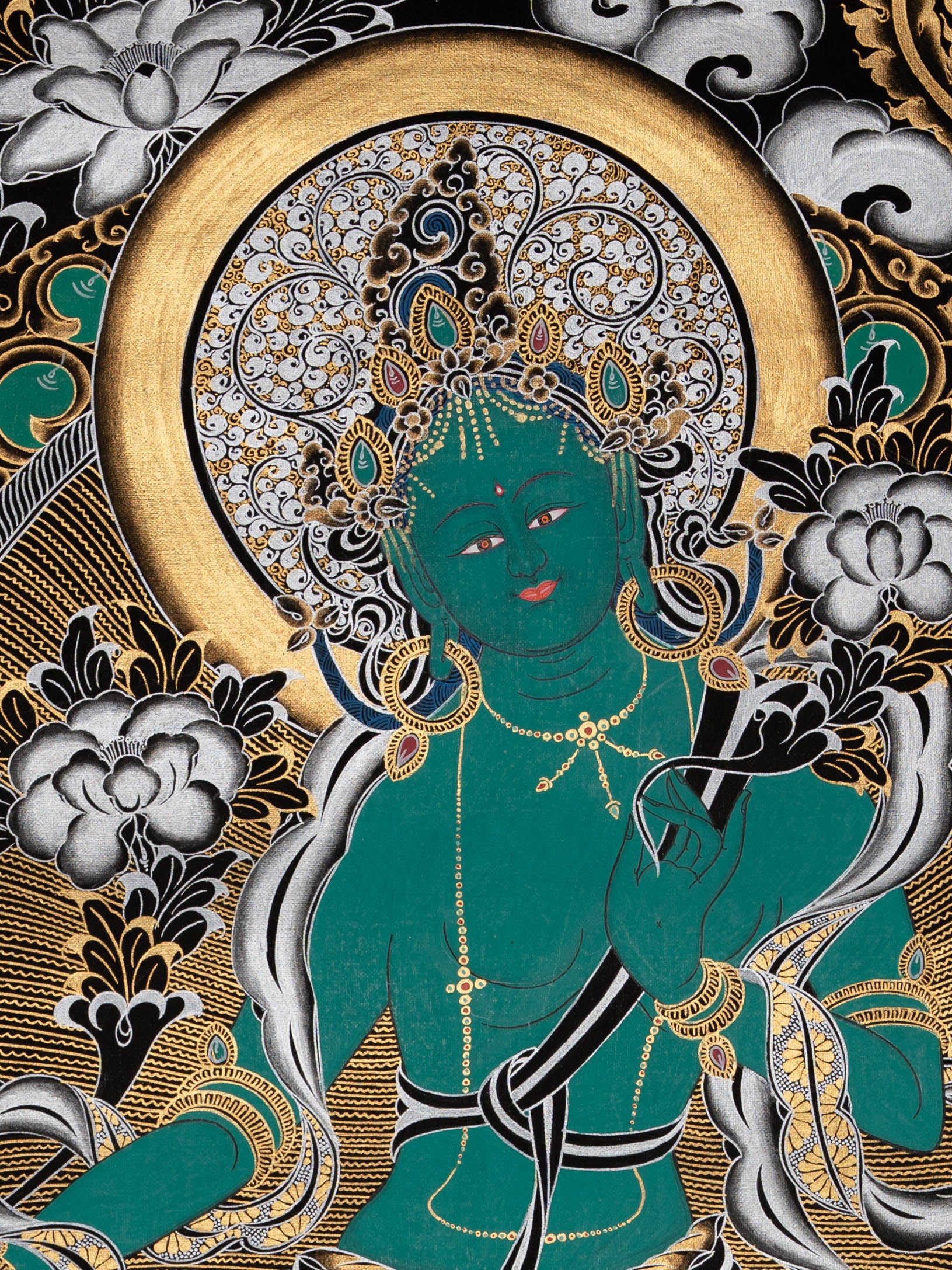 Green Tara Thangka - Handpainted Art
