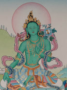 Hand-painted Green Tara Thangka - Tibetan Art