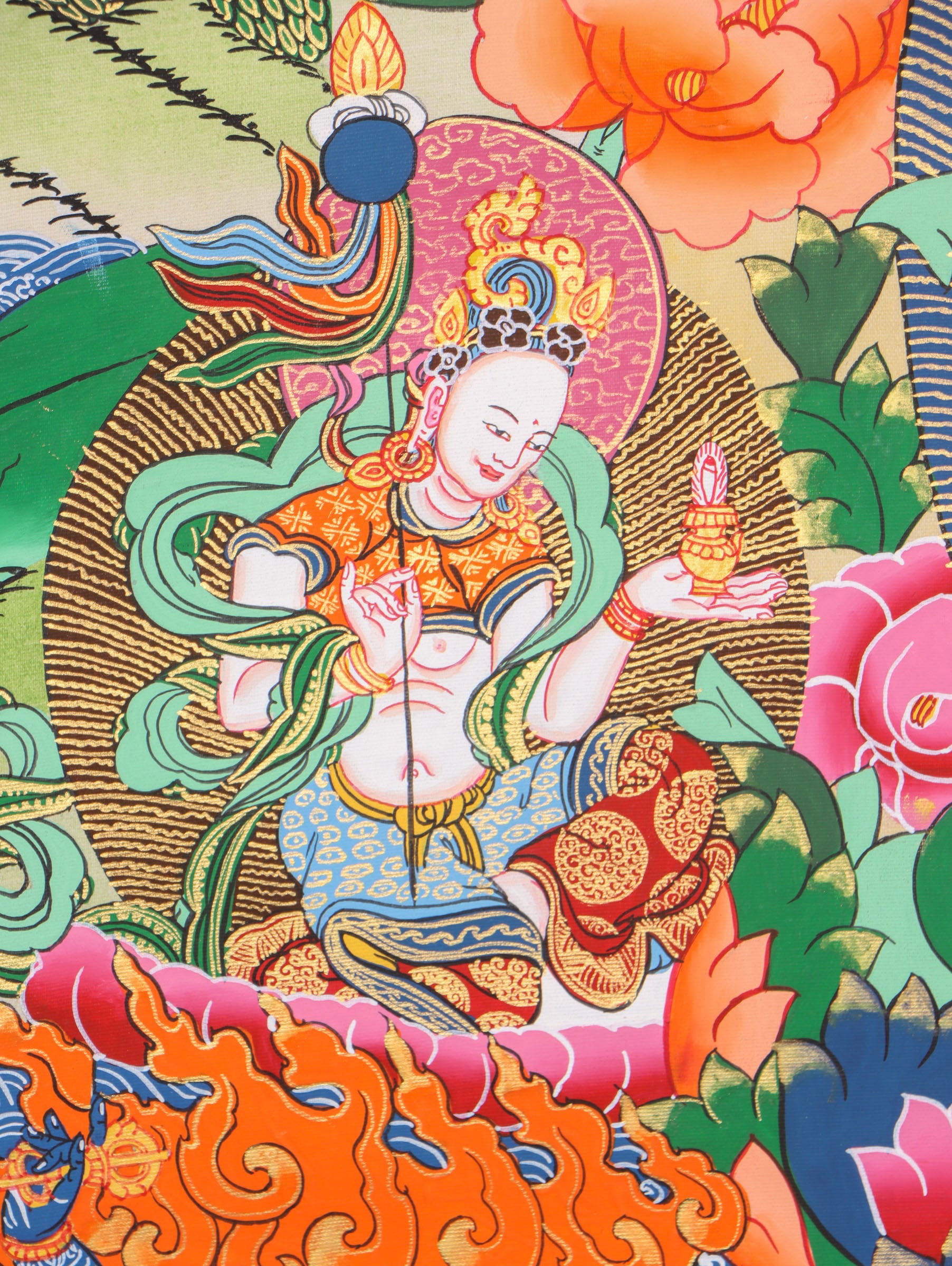 Guru Rinpoche Thangka serves as a tool for meditation, prayers, and personal growth.