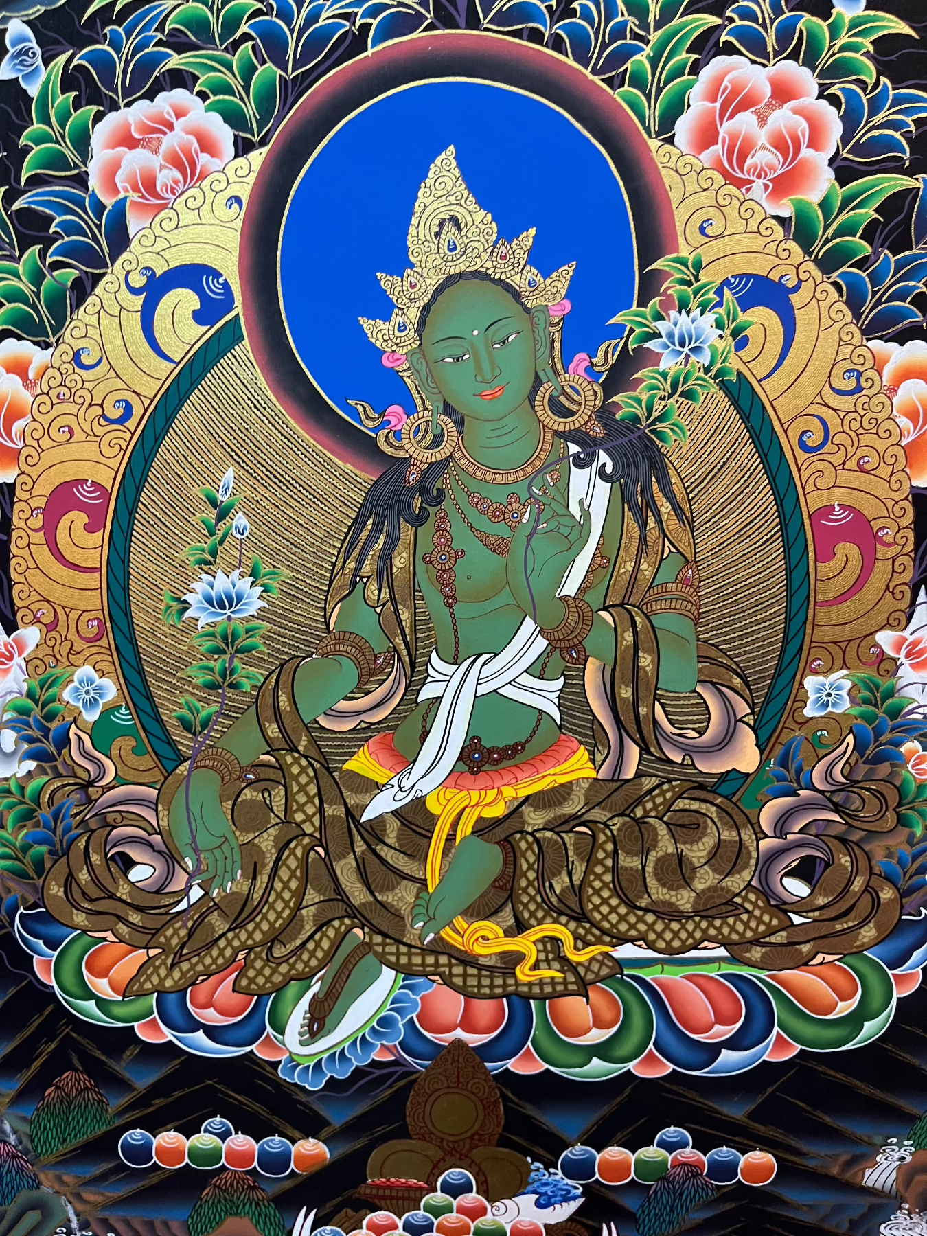 Green Tara Thangka Painting