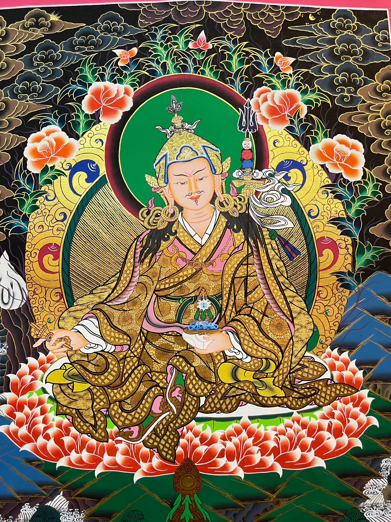 Guru Rinpoche Thangka - Handpainted Art