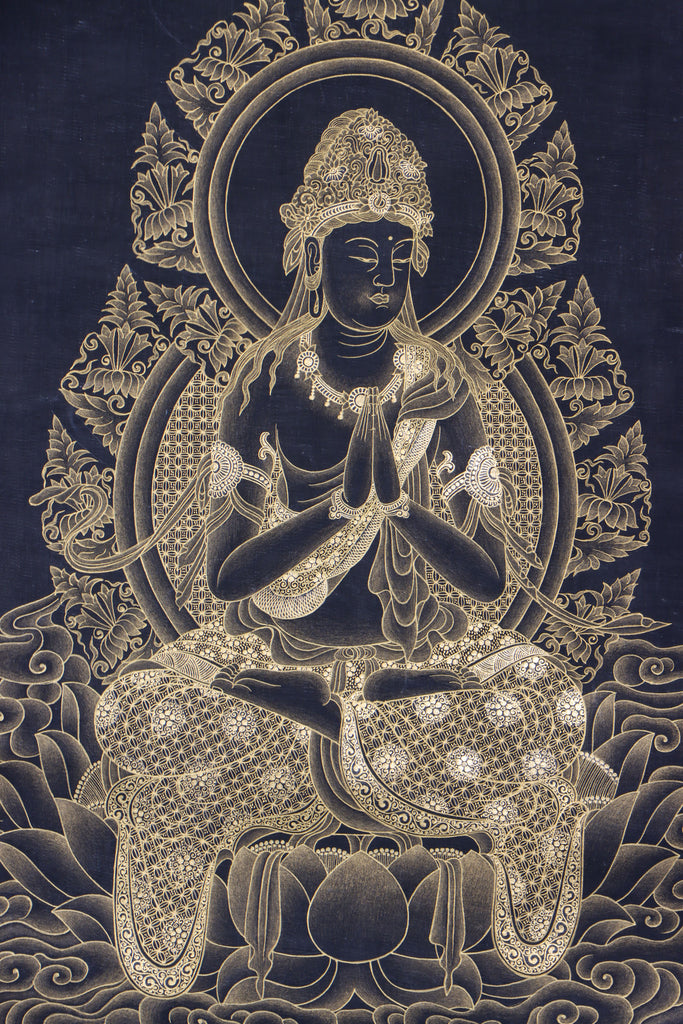 Japanese Buddha Thangkas serve as ritual objects and meditative tools.