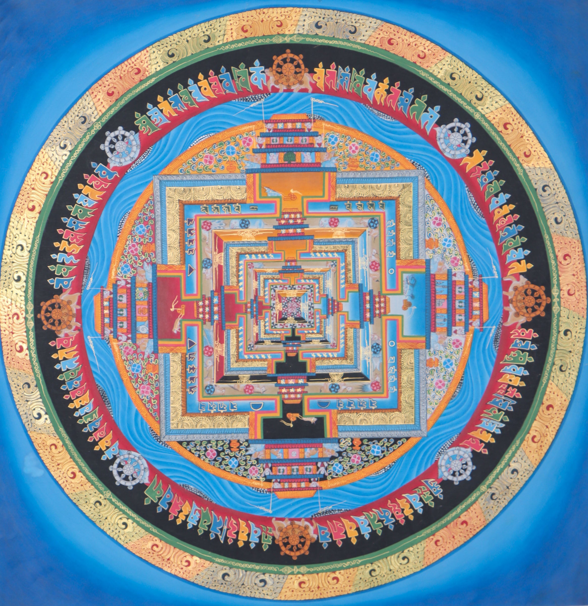 Kalachakra Mandala Thangka for wall decor.